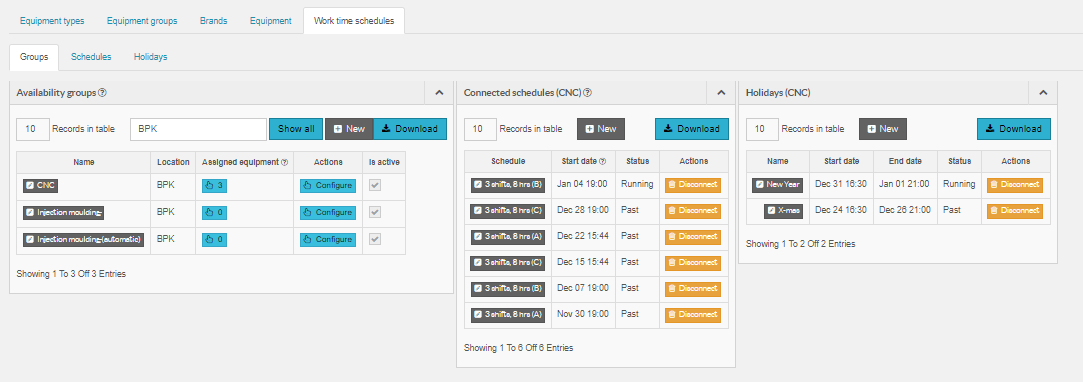 schedules